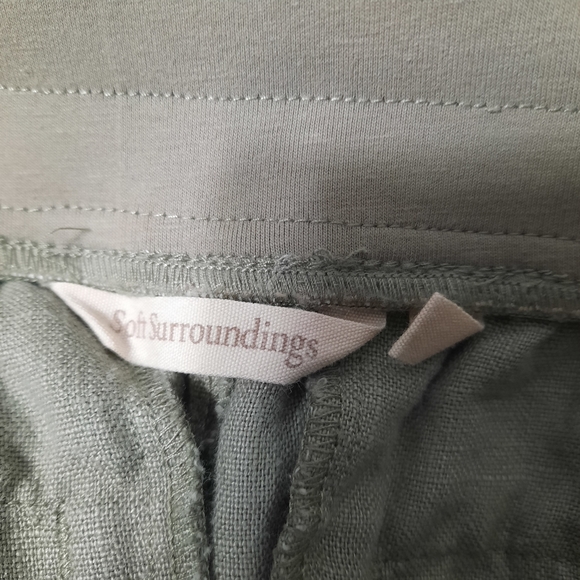 Soft Surroundings Wide Leg Pants Size Small Light Olive Green 100% Linen Pull On - Picture 8 of 14